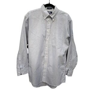 Stafford Mens Blue White Striped Oxford Button Down Shirt 16 33 Made in USA